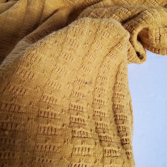 ANTHROPOLOGIE Pilcro & The Letterpress Waffle Knit Bow Mustard Top XS - Picture 9 of 12